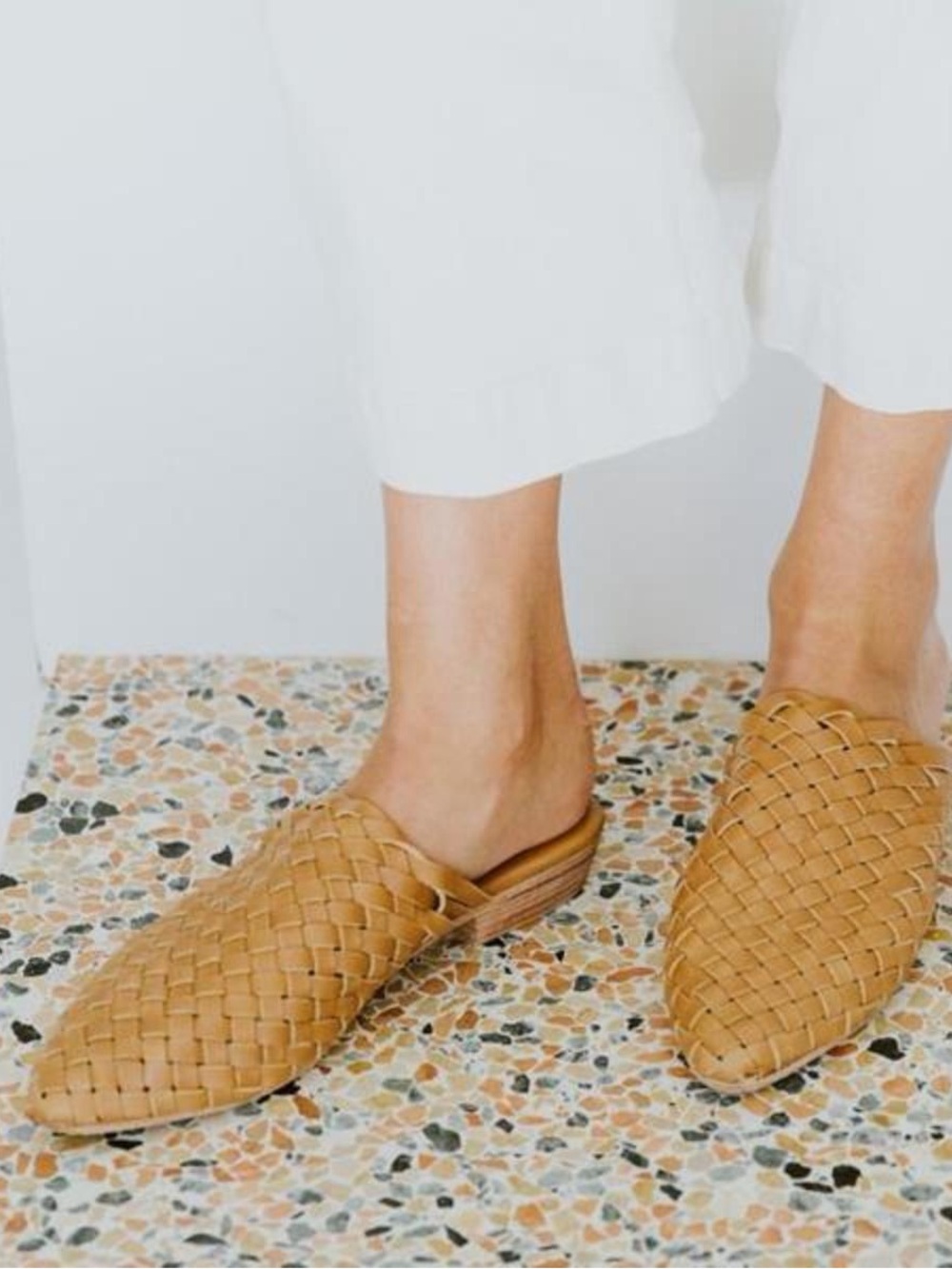 St. Agni Woven Mules in Natural Leather - Picture 2 of 7